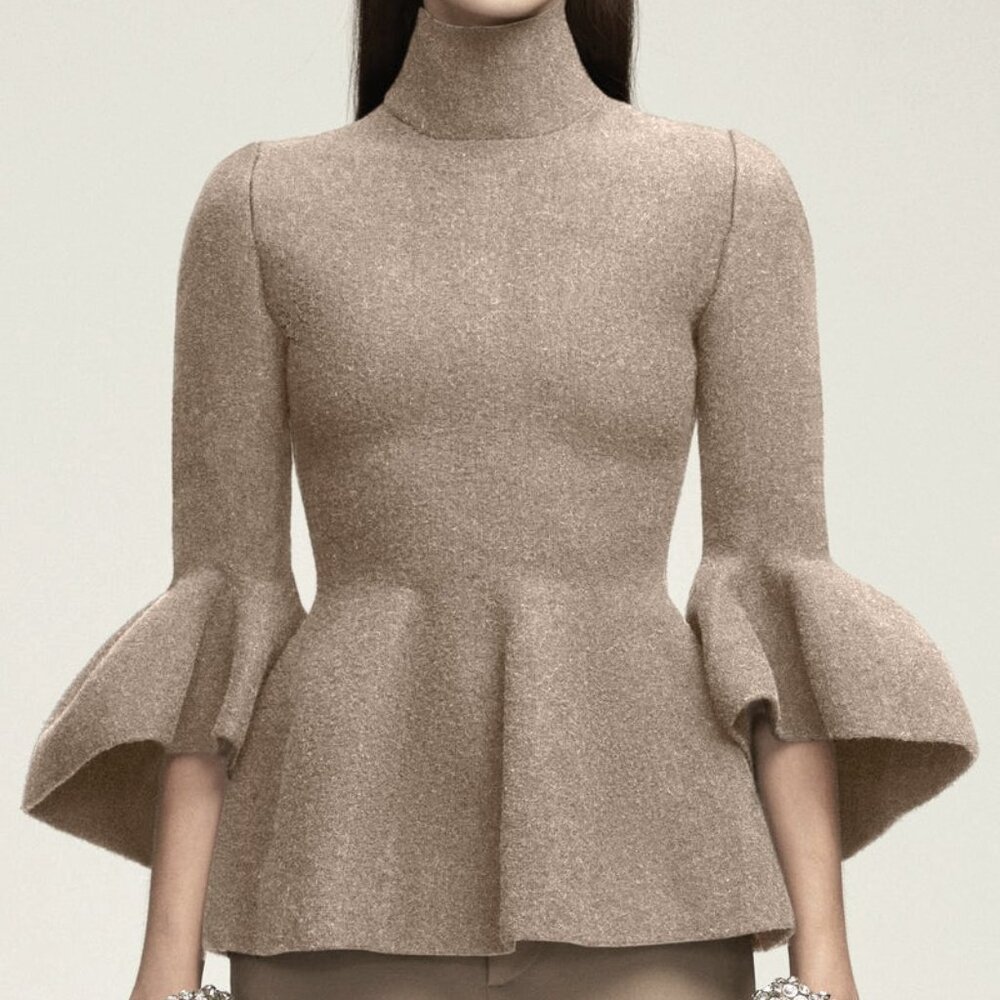 WORK OF ART: Brandon Maxwell "Louise" Alpaca Top - Size Medium